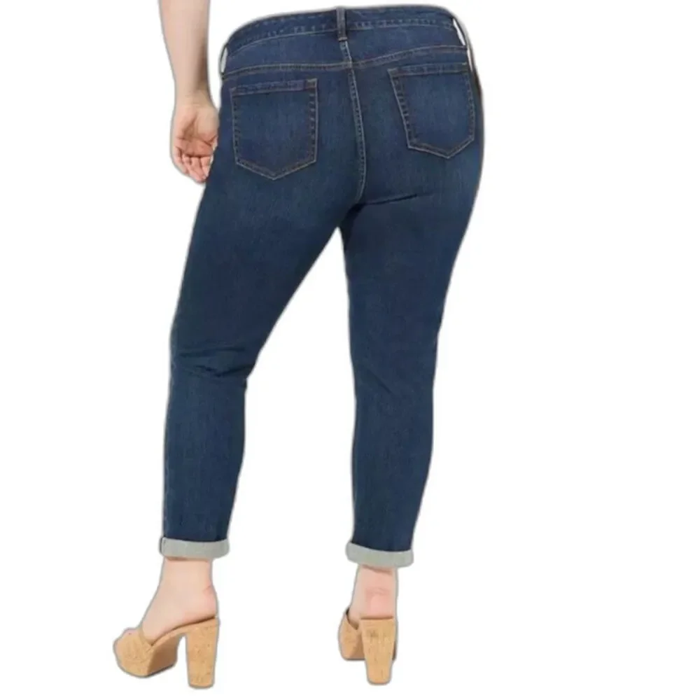 Torrid Women's Blue Denim Mid-Rise Boyfriend Jeans Size 18R - Picture 2 of 14
